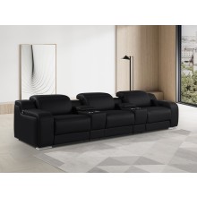 1116 DivanItalia Black 5-Piece Power Reclining Sofa with Power Headrest in Top Grain Italian Leather
