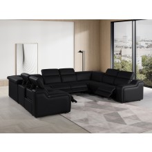 1116 DivanItalia Black 8-Piece Sectional with 4 Power Recliners and Power Headrests (No Consoles)