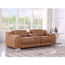 1116 DivanItalia Cognac Modular Power Reclining Loveseat with Power Headrest