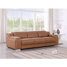 1116 DivanItalia Cognac Top Grain Italian Leather Power Reclining Sofa with Dual Recliners and Power Headrests