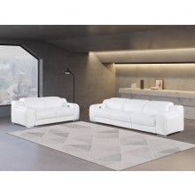 1116 DivanItalia White Modular Power Reclining Sofa and Loveseat Set – Top Grain Italian Leather with Power Headrests