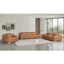 1116 DivanItalia Cognac 7-Piece Modular Power Reclining Sofa, Loveseat, and Chair Set – 6 Recliners, Top Grain Italian Leather