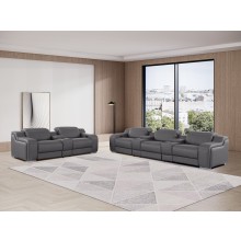 1116 DivanItalia Dark Gray 8-Piece Modular Power Reclining Sofa Set with Power Headrests – Top Grain Italian Leather