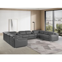 1116 DivanItalia Dark Gray 10-Piece Sectional with 4 Power Recliners and Power Headrests