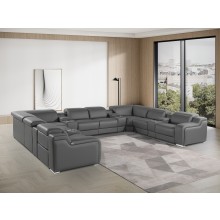 1116 DivanItalia Dark Gray 12-Piece Sectional with 4 Power Recliners and Power Headrests