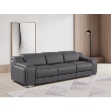 1116 DivanItalia Dark Grey Top Grain Italian Leather Power Reclining Sofa with Dual Recliners and Power Headrests