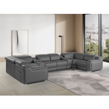 1116 DivanItalia Dark Gray 8-Piece Sectional with 2 Power Recliners and Power Headrests