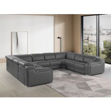 1116 DivanItalia Dark Gray 8-Piece Sectional with 4 Power Recliners and Power Headrests (No Consoles)