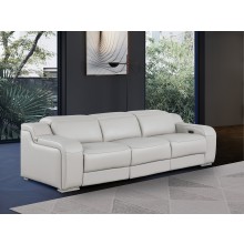 1116 DivanItalia LIght Grey Top Grain Italian Leather Power Reclining Sofa with Dual Recliners and Power Headrests