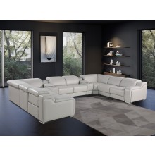 1116 DivanItalia Light Gray 10-Piece Sectional with 4 Power Recliners and Power Headrests