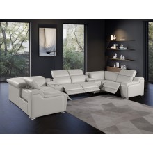 1116 DivanItalia Light Gray 8-Piece Sectional with 4 Power Recliners and Power Headrests