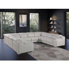1116 DivanItalia Light Gray 8-Piece Sectional with 4 Power Recliners and Power Headrests (No Consoles)