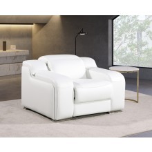 1116 DivanItalia White Top Grain Italian Leather Power Reclining Chair with Power Headrests