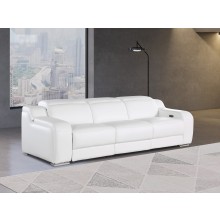 1116 DivanItalia White Top Grain Italian Leather Power Reclining Sofa with Dual Recliners and Power Headrests