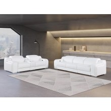 1116 DivanItalia White 6-Piece Modular Power Reclining Sofa and Loveseat Set with Power Headrests - Top Grain Italian Leather