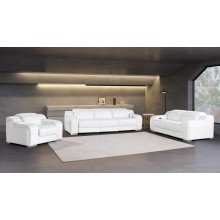 1116 DivanItalia White Modular Power Reclining Sofa, Loveseat, and Chair Set – Top Grain Italian Leather with Power Headrests