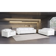 1116 DivanItalia White 6-Piece Modular Power Reclining Sofa, Loveseat, and Chair Set – 6 Recliners, Top Grain Italian Leather with Power Headrests