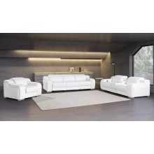 1116 DivanItalia White 7-Piece Modular Power Reclining Sofa, Loveseat, and Chair Set – 6 Recliners, Top Grain Italian Leather