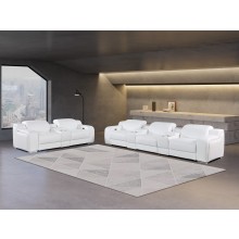 1116 DivanItalia White 8-Piece Modular Power Reclining Sofa Set with Power Headrests – Top Grain Italian Leather