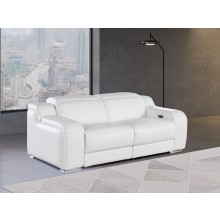 1116 DivanItalia White Top Grain Italian Leather Loveseat with Power Headrest