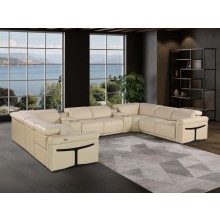 1126 DivanItalia Beige 10-Piece Sectional with 4 Power Recliners and Power Headrests