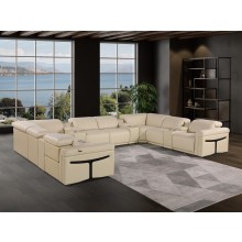 1126 DivanItalia Beige 12-Piece Sectional with 4 Power Recliners and Power Headrests