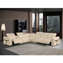 1126 - Top Grain Beige Italian Leather Sectional Sofa 7-Piece w/ 3 power recliners