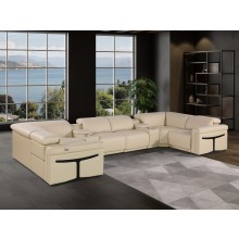 1126 DivanItalia Beige 8-Piece Sectional with 2 Power Recliners and Power Headrests