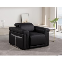 1126 DivanItalia Beige Top Grain Italian Leather Power Reclining Chair with Power Headrest
