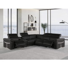 1126 - Top Grain Italian Leather Sectional Sofa 6-Piece w/ 3 power recliners Black