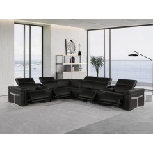 1126 - Top Grain Italian Leather Sectional Sofa 8-Piece w/ 4 power recliners Black