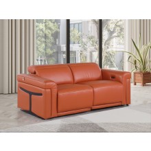 1126 DivanItalia Camel Top Grain Italian Leather Loveseat with Power Headrest