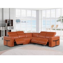 1126 - Top Grain Camel Italian Leather Sectional Sofa 5-Piece w/ 3 power recliners 