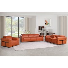 1126 DivanItalia Camel 7-Piece Modular Power Reclining Sofa, Loveseat, and Chair Set – 5 Recliners, Top Grain Italian Leather