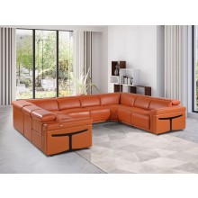 1126 DivanItalia Orange 8-Piece Sectional with 4 Power Recliners and Power Headrests (No Consoles)