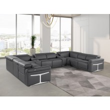 1126 DivanItalia Dark Gray 10-Piece Sectional with 4 Power Recliners and Power Headrests