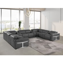 1126 DivanItalia Dark Gray 12-Piece Sectional with 4 Power Recliners and Power Headrests