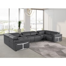 1126 DivanItalia Dark Gray 8-Piece Sectional with 2 Power Recliners and Power Headrests
