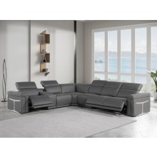1126 DivanItalia Dark Gray 7-Piece Sectional with 3 Power Recliners and Power Headrests