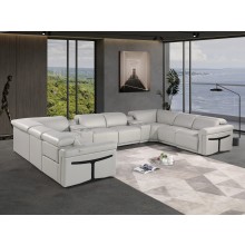 1126 DivanItalia Light Gray 10-Piece Sectional with 4 Power Recliners and Power Headrests