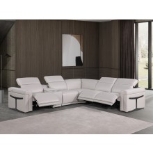 1126 DivanItalia Light Gray 6-Piece Sectional with 3 Power Recliners and Power Headrests