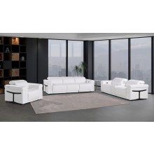 1126 DivanItalia White 7-Piece Modular Power Reclining Sofa, Loveseat, and Chair Set – 6 Recliners, Top Grain Italian Leather