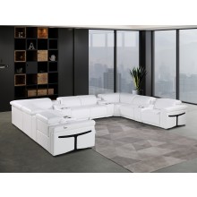 1126 DivanItalia White 10-Piece Sectional with 4 Power Recliners and Power Headrests