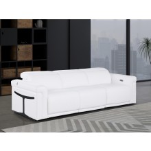 1126 DivanItalia White Top Grain Italian Leather Power Reclining Sofa with Dual Recliners and Power Headrests