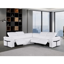1126 - Top Grain White Italian Leather Sectional Sofa 5-Piece w/ 3 power recliners