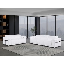 1126 DivanItalia White Modular Power Reclining Sofa and Loveseat Set – Top Grain Italian Leather with Power Headrests