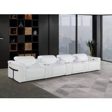 1126 DivanItalia White 7-Piece Power Reclining Sofa with Power Headrest in Top Grain Italian Leather