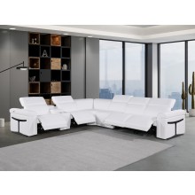 1126 - Top Grain White Italian Leather Sectional Sofa 7-Piece w/ 4 power recliners