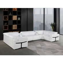 1126 DivanItalia White 8-Piece Sectional with 2 Power Recliners and Power Headrests