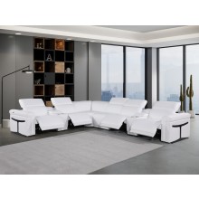1126 - Top Grain White Italian Leather Sectional Sofa 8-Piece w/ 4 power recliners